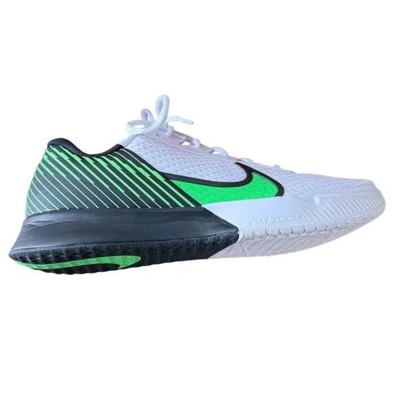 NikeCourt Air Zoom Vapor Pro 2 HC White Poison Green Tennis Shoes 10