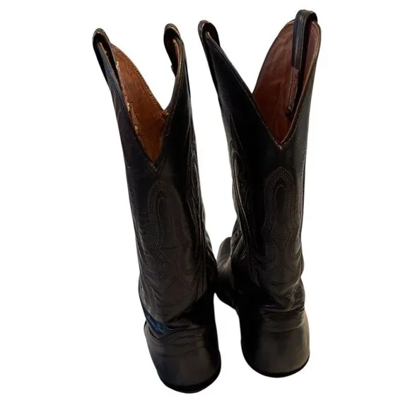 Nocona Boots Men's 10 Black Leather Western Boot Cowboy Ride Shoes Crack in Sole