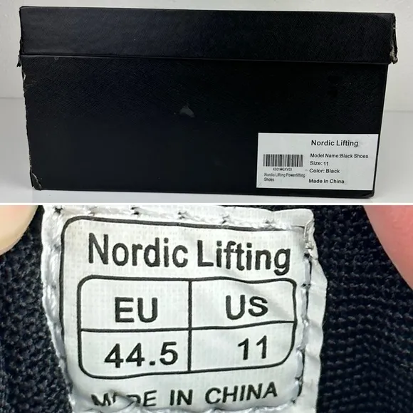 NWB Nordic Lifting Men’s MEGIN Powerlifting Black Weightlifting Shoes - 11