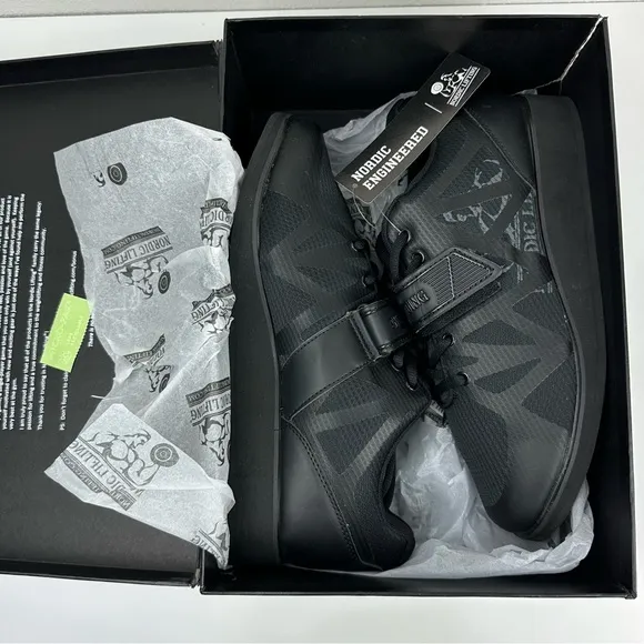 NWB Nordic Lifting Men’s MEGIN Powerlifting Black Weightlifting Shoes - 11
