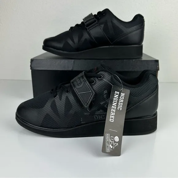 NWB Nordic Lifting Men’s MEGIN Powerlifting Black Weightlifting Shoes - 11
