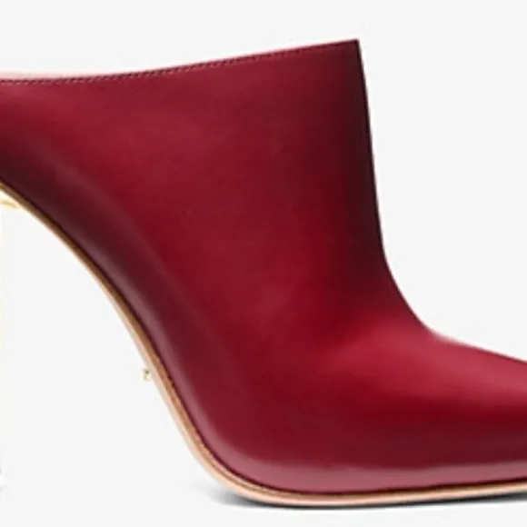 NWT - Elegant Red Leather Women's Mules Michael Kors Halle
