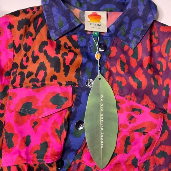 NWT FARM RIO Mixed Leopard Pop Lenzing Ecovero Viscose Midi Dress