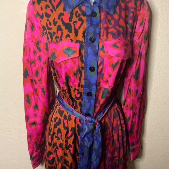 NWT FARM RIO Mixed Leopard Pop Lenzing Ecovero Viscose Midi Dress