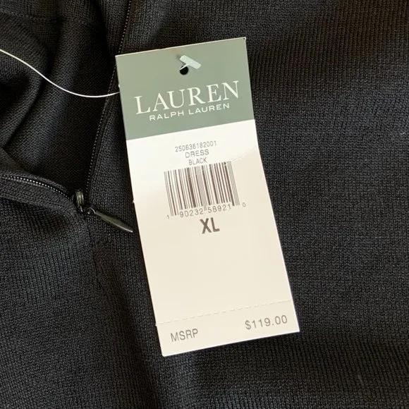 NWT Ralph Lauren Black Turtleneck Sweater Long Sleeve Dress Size XL