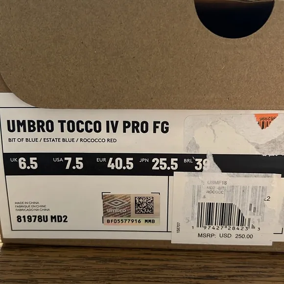 NWT UMBRO MENS TOCCO IV PRO FG S24 - Size 7.5