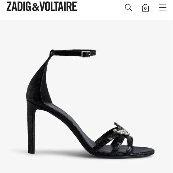 NWT ZADIG and VOLTAIRE Leather Amee Crystal Wing Court Shoe Strappy heel Sandal