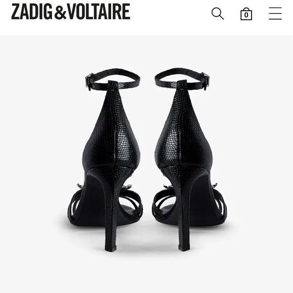 NWT ZADIG and VOLTAIRE Leather Amee Crystal Wing Court Shoe Strappy heel Sandal