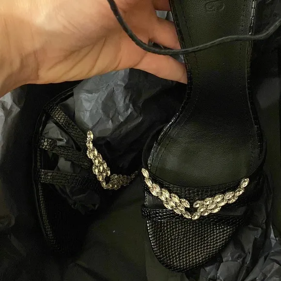 NWT ZADIG and VOLTAIRE Leather Amee Crystal Wing Court Shoe Strappy heel Sandal