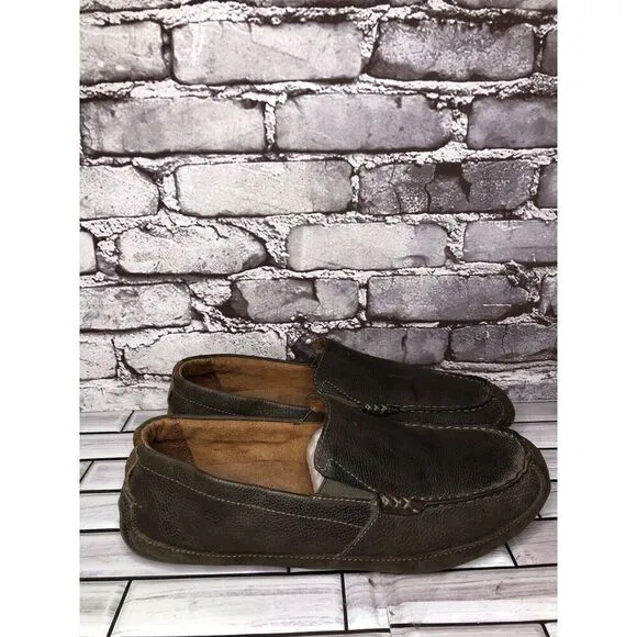 OluKai Akepa Moc Brown Leather Driving Shoes Loafers Men’s Sz 11.5M US/44.5EU