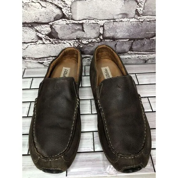 OluKai Akepa Moc Brown Leather Driving Shoes Loafers Men’s Sz 11.5M US/44.5EU
