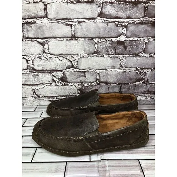 OluKai Akepa Moc Brown Leather Driving Shoes Loafers Men’s Sz 11.5M US/44.5EU