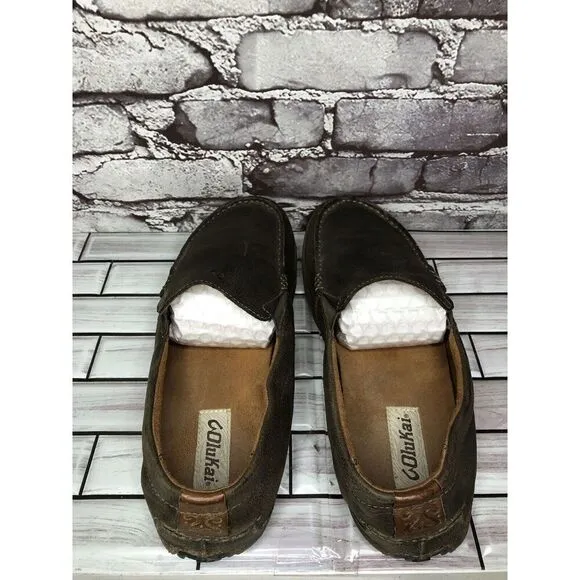 OluKai Akepa Moc Brown Leather Driving Shoes Loafers Men’s Sz 11.5M US/44.5EU