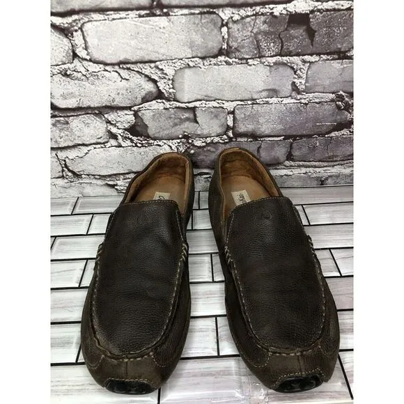 OluKai Akepa Moc Brown Leather Driving Shoes Loafers Men’s Sz 11.5M US/44.5EU