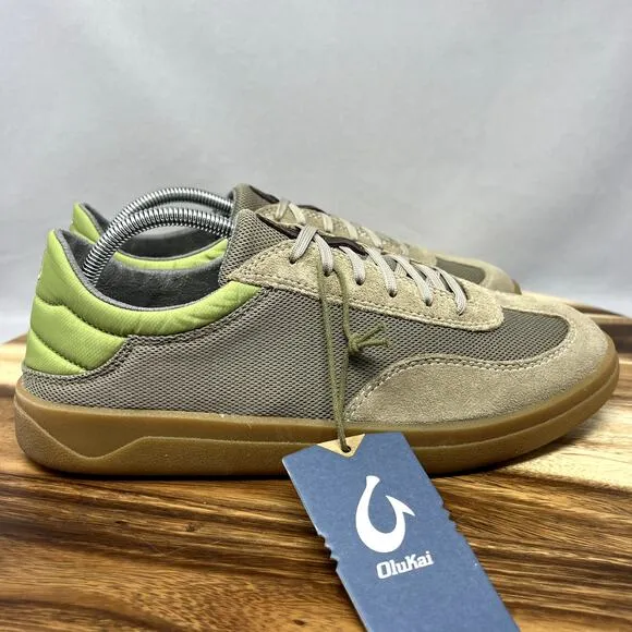 Olukai Men's 10.5 (EU 43.5) Punini Suede Casual Sneaker Shoes Clay/Lemon Grass