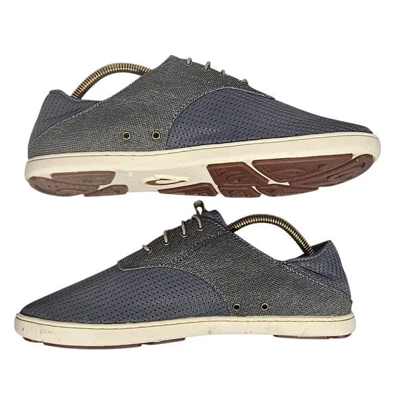OluKai Men's Nohea Moku Charcoal/Clay No Tie Boat Shoes Size 9.5
