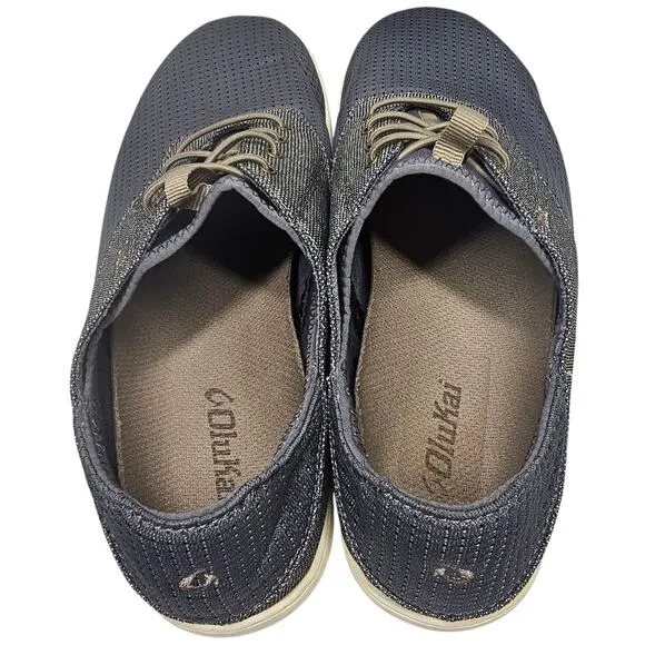 OluKai Men's Nohea Moku Charcoal/Clay No Tie Boat Shoes Size 9.5