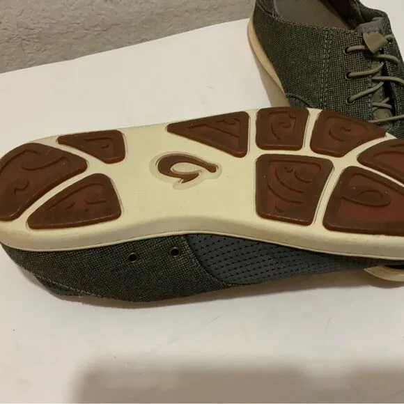 Olukai Men's Nohea Moku Slip On Shoes Charcoal Clay liknew size 8.5/ 41.5