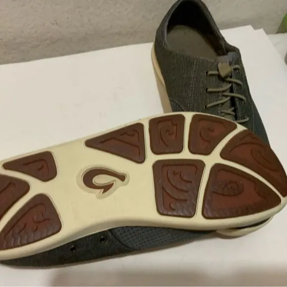 Olukai Men's Nohea Moku Slip On Shoes Charcoal Clay liknew size 8.5/ 41.5