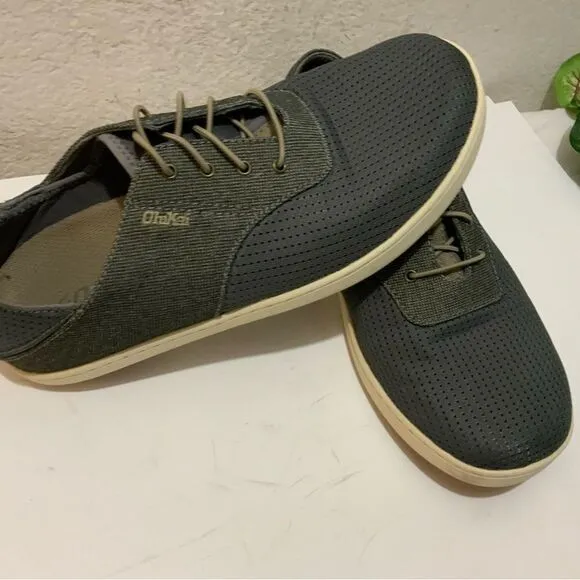 Olukai Men's Nohea Moku Slip On Shoes Charcoal Clay liknew size 8.5/ 41.5