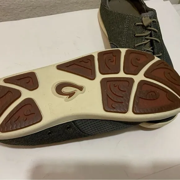 Olukai Men's Nohea Moku Slip On Shoes Charcoal Clay liknew size 8.5/ 41.5
