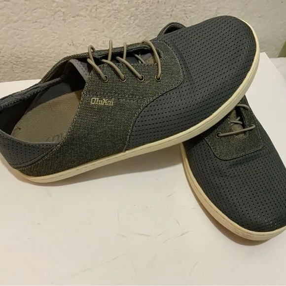 Olukai Men's Nohea Moku Slip On Shoes Charcoal Clay liknew size 8.5/ 41.5