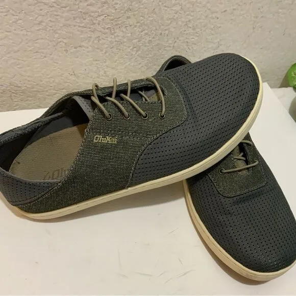 Olukai Men's Nohea Moku Slip On Shoes Charcoal Clay liknew size 8.5/ 41.5