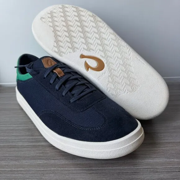 OluKai Men's Punini Sneakers Shoes $140 in Navy/Bamboo