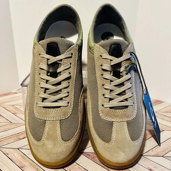 Olukai Punini Men’s 7 M Sneakers Clay Lemon Grass Mesh Suede Drop in Heel Tan