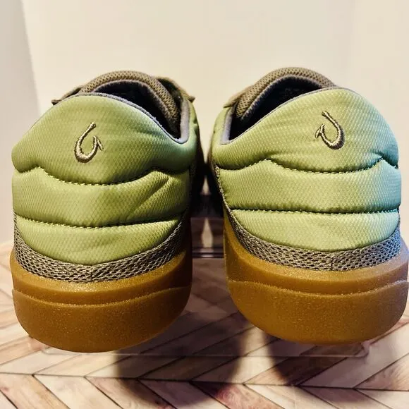 Olukai Punini Men’s 9.5 M Sneakers Clay Lemon Grass Mesh Suede Drop in Heel Tan