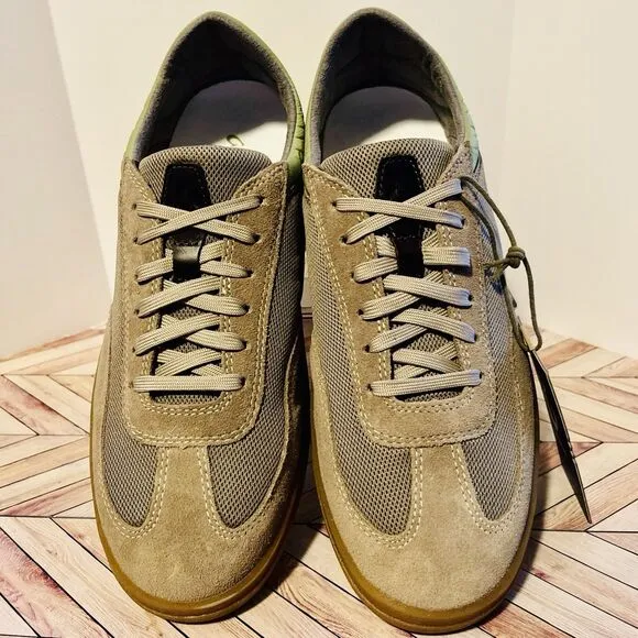 Olukai Punini Men’s 9.5 M Sneakers Clay Lemon Grass Mesh Suede Drop in Heel Tan