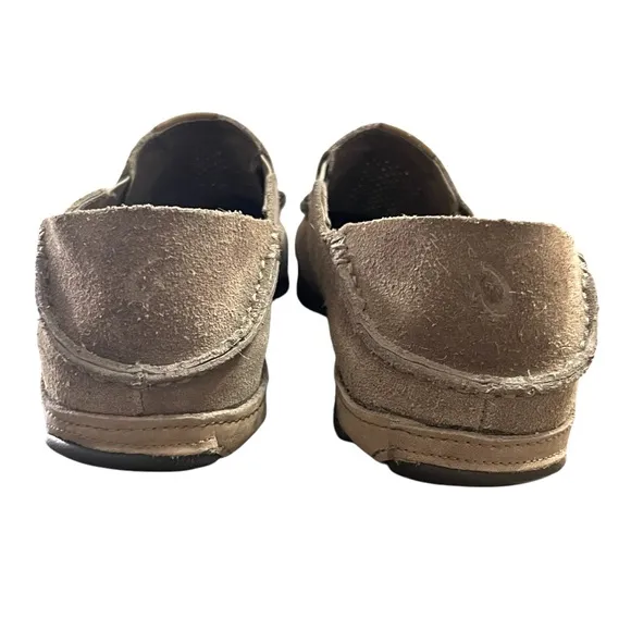 OLUKIA MENS MOLOA KOHANA CASUAL LEATHER LOAFER BROWN SLIP ON SHOES SIZE 9.5
