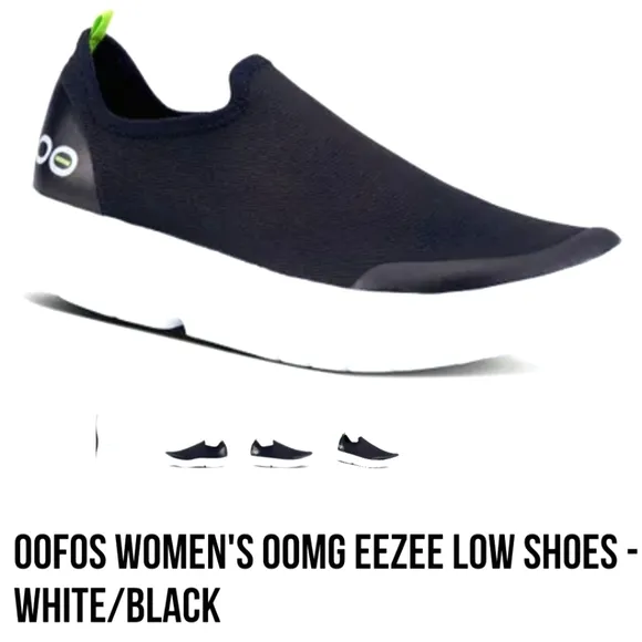 OOFOS Women's OOmg eeZee Low - White / Black - Sz 6.5 Women's - **NWT**