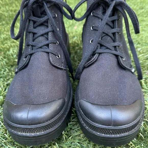 Palladium Pallabase Twill Chunky Lugsole Canvas Lace Up Combat Biker Ankle Boots