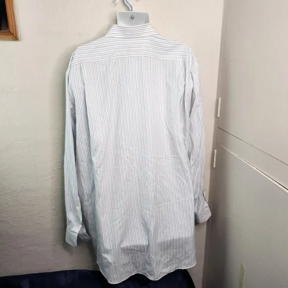 Paul Frederick Striped Men Long Sleeve Button Down Shirt Size 18.5 37