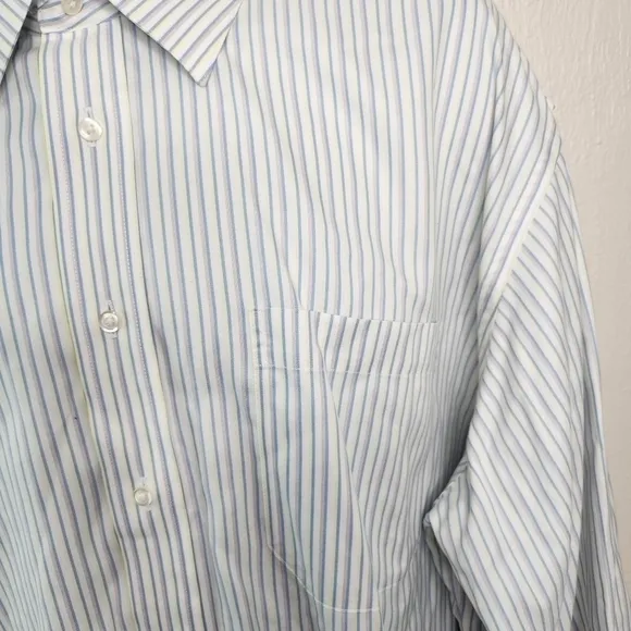Paul Frederick Striped Men Long Sleeve Button Down Shirt Size 18.5 37