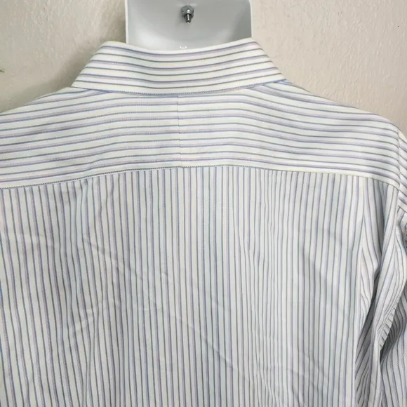 Paul Frederick Striped Men Long Sleeve Button Down Shirt Size 18.5 37