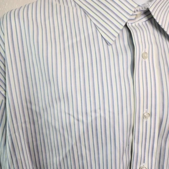 Paul Frederick Striped Men Long Sleeve Button Down Shirt Size 18.5 37