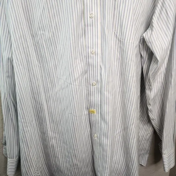 Paul Frederick Striped Men Long Sleeve Button Down Shirt Size 18.5 37