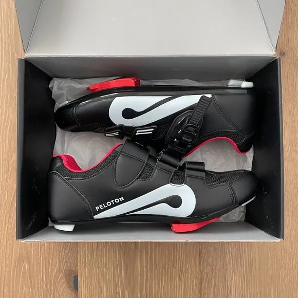 Peloton Cycling Shoes 43 Men 10 Women 12 Black Red Cleats White Box PL-SH-B-43
