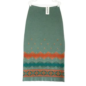 Pendleton Long Skirt Womens Size Medium 100% Cotton Knit Embroidered NEW $128