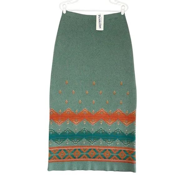 Pendleton Long Skirt Womens Size Medium 100% Cotton Knit Embroidered NEW $128