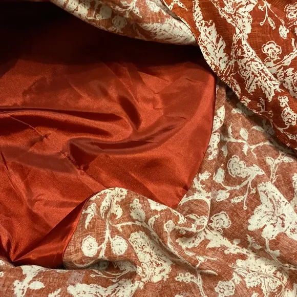 Peruvian Connection floral midi skirt flowy 1/2 lined size 14 silk