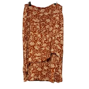 Peruvian Connection floral midi skirt flowy 1/2 lined size 14 silk