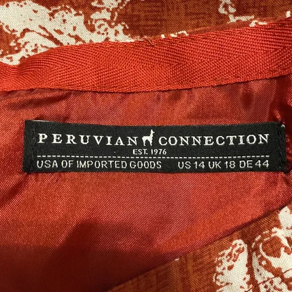 Peruvian Connection floral midi skirt flowy 1/2 lined size 14 silk