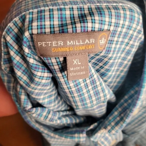 Peter Millar Crown Long Sleeve Button Shirt Mens XL Blue White