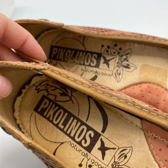 Pikolinos Gina Bow Trim Punched Court Shoes Brown Size 40 9.5-10