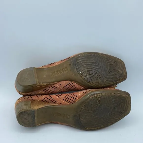 Pikolinos Gina Bow Trim Punched Court Shoes Brown Size 40 9.5-10