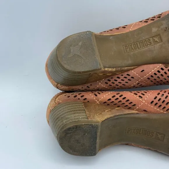 Pikolinos Gina Bow Trim Punched Court Shoes Brown Size 40 9.5-10