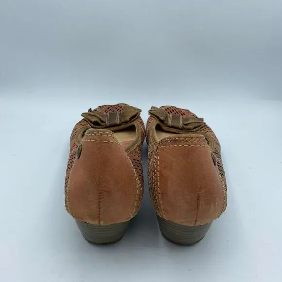 Pikolinos Gina Bow Trim Punched Court Shoes Brown Size 40 9.5-10